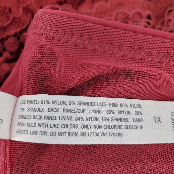 Auden 1X Berry Red Lightly Lined Racerback Bralette Wirefree Adjustable Straps‎ - Picture 5 of 8